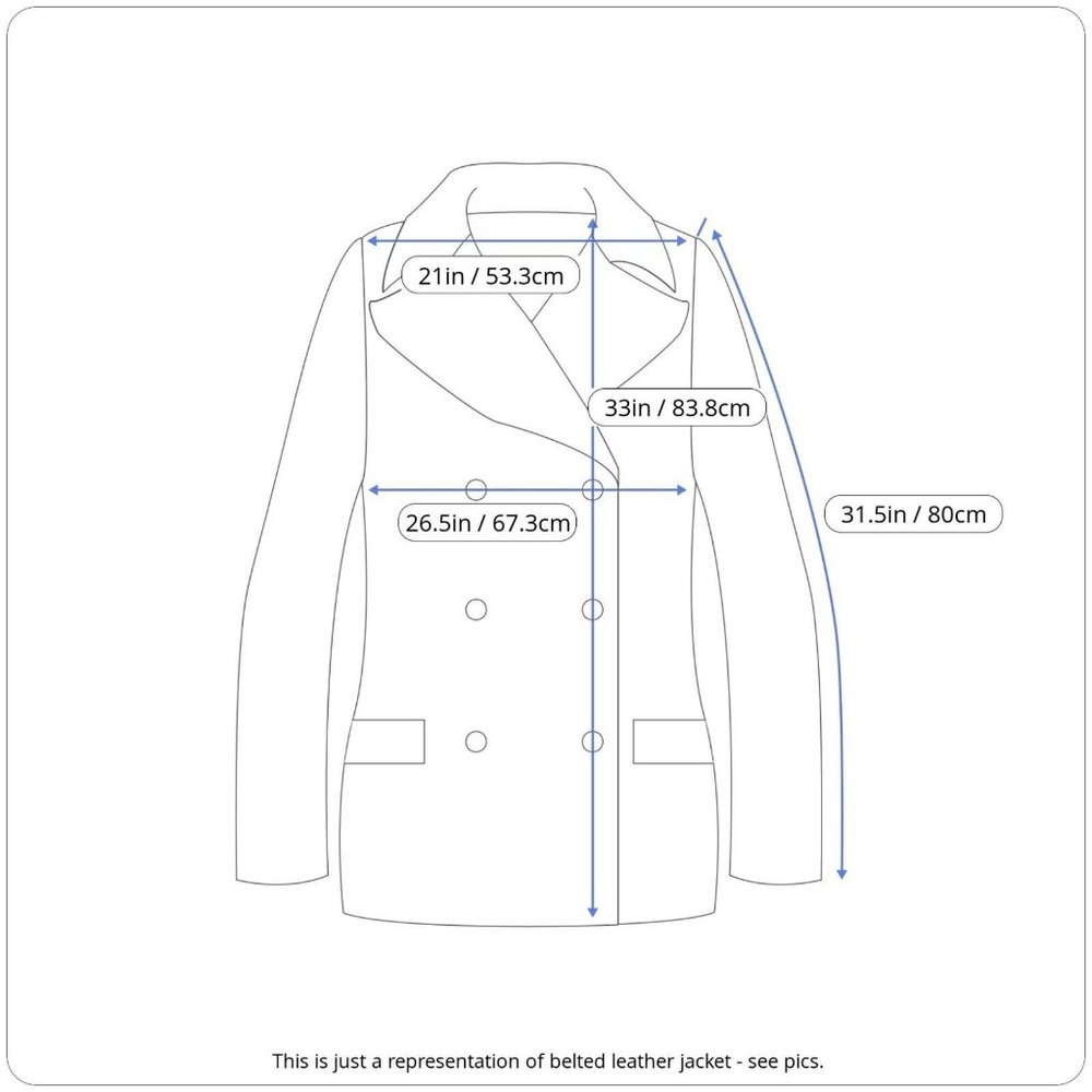 Wilson's Medium Asymmetrical Full Zip 100% Leather Belted Notched Collar Coat - Picture 4 of 12